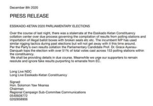 NDC In Essikado - Ketan Constituency Refuses To Concede Defeat