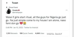 Lady Shares What Will Happen If Nigerian Girls Start Using Guys For Rituals