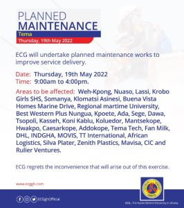 ECG To Undertake Planned Maintenance Works In Parts Of Greater Accra Today